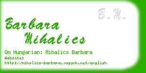 barbara mihalics business card